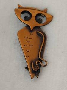 lot 61 image: Retro Copper Owl Brooch Signed Kim