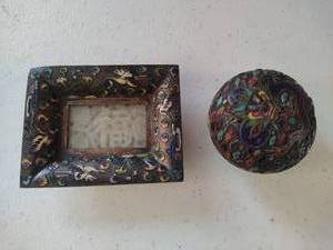 lot 108 image: Bronze Enameled Trinket Dishes