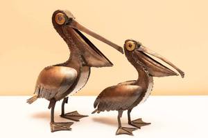 lot 20 image: Set of Metal Pelican Sculptures