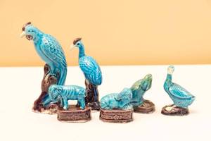 lot 23 image: Chinese Porcelain Turquoise - Glazed Figurines