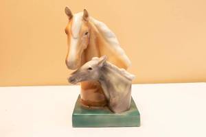 lot 6 image: Goldscheider Fine China Blue Grass Horse and Foal Figurine
