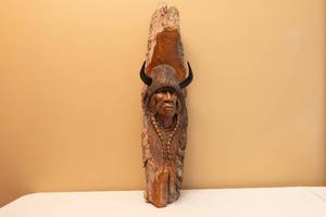 Hand Carved Willard Morin Signed Medicine Man Wood Carving