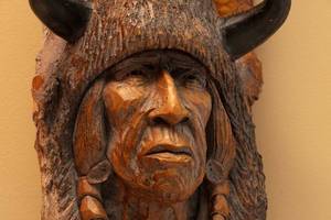 Hand Carved Willard Morin Signed Medicine Man Wood Carving