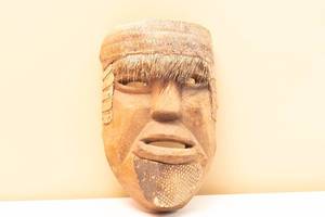 lot 16 image: Folk Art Fish Scale Bull Hair Wooden Mask