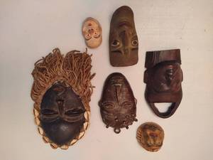 lot 133 image: Lot of Misc Wood & Metal Small Masks