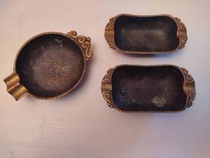 lot 134 image: Set of Nordia Hammered Brass Ashtrays