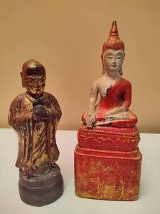lot 146 image: Two Wooden Buddha Figurines