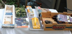 lot 8 image: Mixed Utility Lot  Work Gloves, New Propane Torch with Cannister, Outdoor Power Stake & More