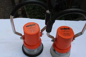 lot 15 image: Pair of Trainman Lanterns  Models 992-321-AG and 992AG Manufactured by AG Design & Associates