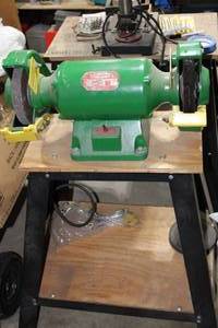 lot 56 image: Heavy Duty 34 HP dual wheel Grinder with bench  60064 173-2 1707N Inc Extra Wheel