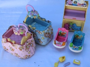 lot 69 image: Fisher Price Happy Family Twins Nursery Set  Cribs, Highchairs, Changing Table & More