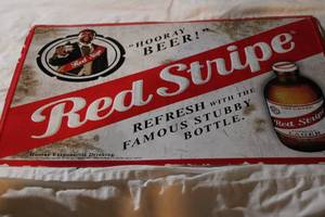 lot 90 image: Vintage Red Stripe Beer Advertising Sign  Jamaican Lager Dcor