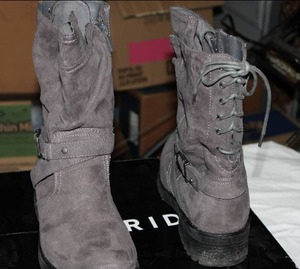 lot 98 image: Torrid B Grey Lace-Back Boots  Size 10.5W, In Box