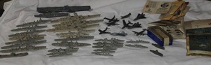 lot 116 image: Large Collection of Handcrafted Metal Battleships, Plastic War Planes & Vintage Sailing Vessel Kits