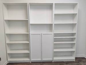 lot 41 image: Three White Adjustable Shelving Units