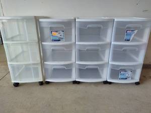 lot 106 image: Four 3-Drawer Rolling Storage Units
