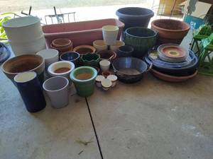 lot 124 image: Huge Lot of Pots, Tomato Cages & Garden Stakes