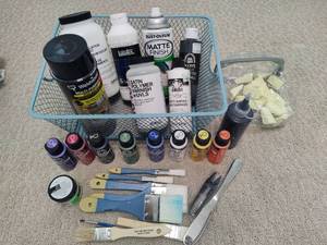 lot 192 image: Lot of Assorted Enamel & Other Paints, Brushes & More