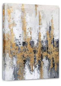 lot 107 image: Abstract Skyline Canvas Wall art with Gold Foil Modern Oil Painting $39.99 Retail - Brand New