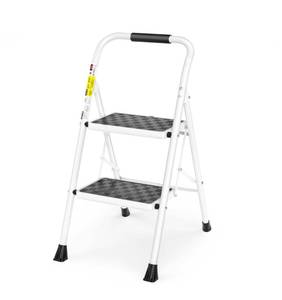 lot 136 image: HB Tower White 2 Step Ladder Anti Slip with Cushioned Handle $41.99 Retail - Brand New