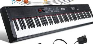lot 145 image: Fesley 88 Key Keyboard Piano Bluetooth Full Size Digital Piano Black $134.99 Retail - Brand New