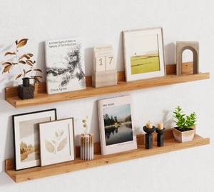 lot 148 image: Floating Shelves 36 Brown Wooden Shelves Set of 2 $67.99 Retail - Brand New