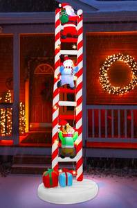 lot 151 image: 10ft Christmas Inflatable Lighted Ladder with Santa, Snowman, Reindeer $55.99 Retail - Brand New