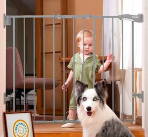 lot 158 image: Babelio Baby Gate 26 - 43 Wide 28 High Grey $79.99 Retail - Brand New