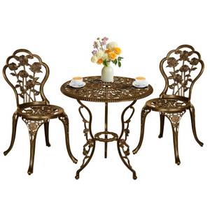 lot 162 image: 3 Piece Bistro Patio Set Dark Bronze Table & Chairs $129.99 Retail - Brand New