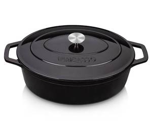lot 176 image: Traditional Cast Iron Casserole Pre Seasoned 3.5L Dark Blue $158.99 Retail - Brand New