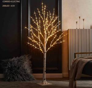 lot 196 image: Lighted Birch Twig Tree with Fairy Lights 4ft $59.99 Retail - Brand New