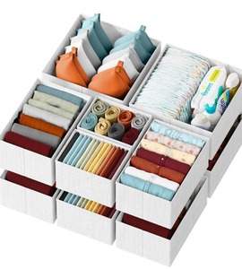 lot 210 image: Drawer Organizer White & Blue for Dressers and Storage - Brand New