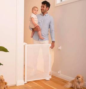 lot 223 image: Retractable Baby Gate 33 Tall 55 Wide for Stairs and Doorways $32.99 Retail - Brand New