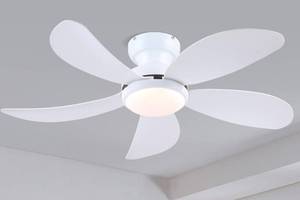 lot 246 image: 30 White Low Profile Ceiling Fan with Light $59.99 Retail - Brand New