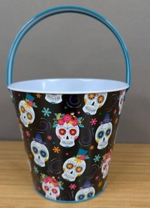 lot 294 image: Halloween Metal Skull Bucket with Handle 5H - Brand New