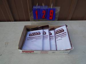 lot 129 image: Flat of 16 hankerchiefs. 100% cotton. As shown.