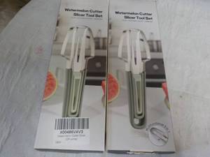 lot 220 image: 2 Watermelon Cutter Slicer Tool Set...