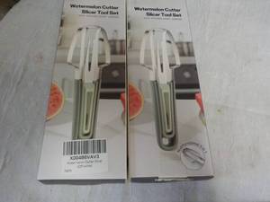 lot 221 image: 2 Watermelon Cutter Slicer Tool Set...