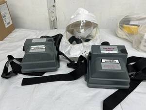 lot 59 image: Lot of 2 3M F0046140 Air-Mate Hepa&nbspAir Purifying Respirator System With Hood & Hose - 1 Is Currently Working...The Other Needs To Be Charged