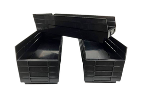 lot 10 image: Lot of Uline S-13400 Storage Bins  Stackable Long Lasting Plastic Storage Bins Made in the USA &nbspRear notch allows bins to slide & hang open on Shelf Bin Organizers - Great Condition&nbsp7 x 18 x 4