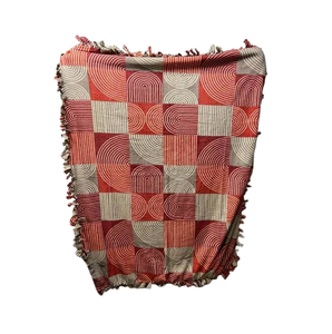 lot 50 image: NEW Handcrafted&nbspCheckered Geometric Pattern Theme Fleece Blanket with Fringed Edges