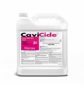 lot 56 image: MSRP $200  1 Case (2-2.5 Gallon Jugs) NEW Metrex 13-1025 CaviCide 3-in-1 Surface Disinfectant Cleaner -effective against bacteria, fungi and viruses including tuberculosis.