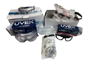 lot 99 image: Fabulous Lot of NEW Mixed Brand Protective Safety Goggles and Glasses (Honeywell Uvex, 3M, CJ, McKesson)