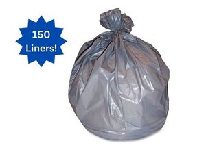 lot 17 image: 1 Case (150case) NEW Novaplus VRX505XG 37 x 50 Extra Extra Heavy Duty 1.5 Mil Garbage Trash Can Liners - Gray - Open Box
