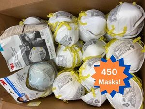 lot 27 image: NEW Mixed Lot of 450 MASKS 3M N95 Particulate Respirators Various Styles  Disposable, NIOSH-Approved 95% Filtration, Adjustable Nose Clip, Cushioned Fit, Advanced Microfiber Filter Media Ideal for Dust, Sanding, Sawing, Wildfire Smoke Protection