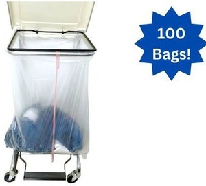 lot 32 image: WOW I Want This 1 Case (100 each) NEW 1126330 26 x 33 Standard Duty Hot Water Soluble Laundry Hamper Bags - Throw Clothes With Bag In Laundry & Bag Dissolves In&nbspHot Water&nbspFits 20 gallon can & up to 18 hamper