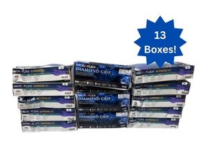 lot 34 image: NEW 13 Boxes Ansell MicroFlex Medical Gloves  800 Gloves Total Diamond Grip Latex XL & Supreno EC Nitrile XL&nbspTough, Durable, Extended Cuff, Enhanced Finger Thickness for Tear & Snag Protection  Ideal for Police, EMTs & Mechanics