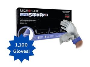 lot 37 image: MSRP $350 11 Boxes NEW Premium MICROFLEX LifeStar EC Double-Layer High Risk EMS Police Nitrile&nbspExam Gloves 1,100 Size ML Gloves Long cuff -tested in real-world overdose simulations, these Microflex&nbspgloves ensure advanced protection