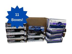 lot 41 image: 1 Case (11 boxes each) NEW Mixed Brand Microflex & Halyard Nitrile and Latex Gloves - Size Medium