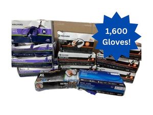 lot 42 image: MSRP $350  12 boxes - 1600 Gloves Total NEW Mixed Premium Police EMS Brand Nitrile Gloves&nbspMostly Size&nbspM - Microflex, Curaplex,Check Out The Halyard Black-Fire- details in description 